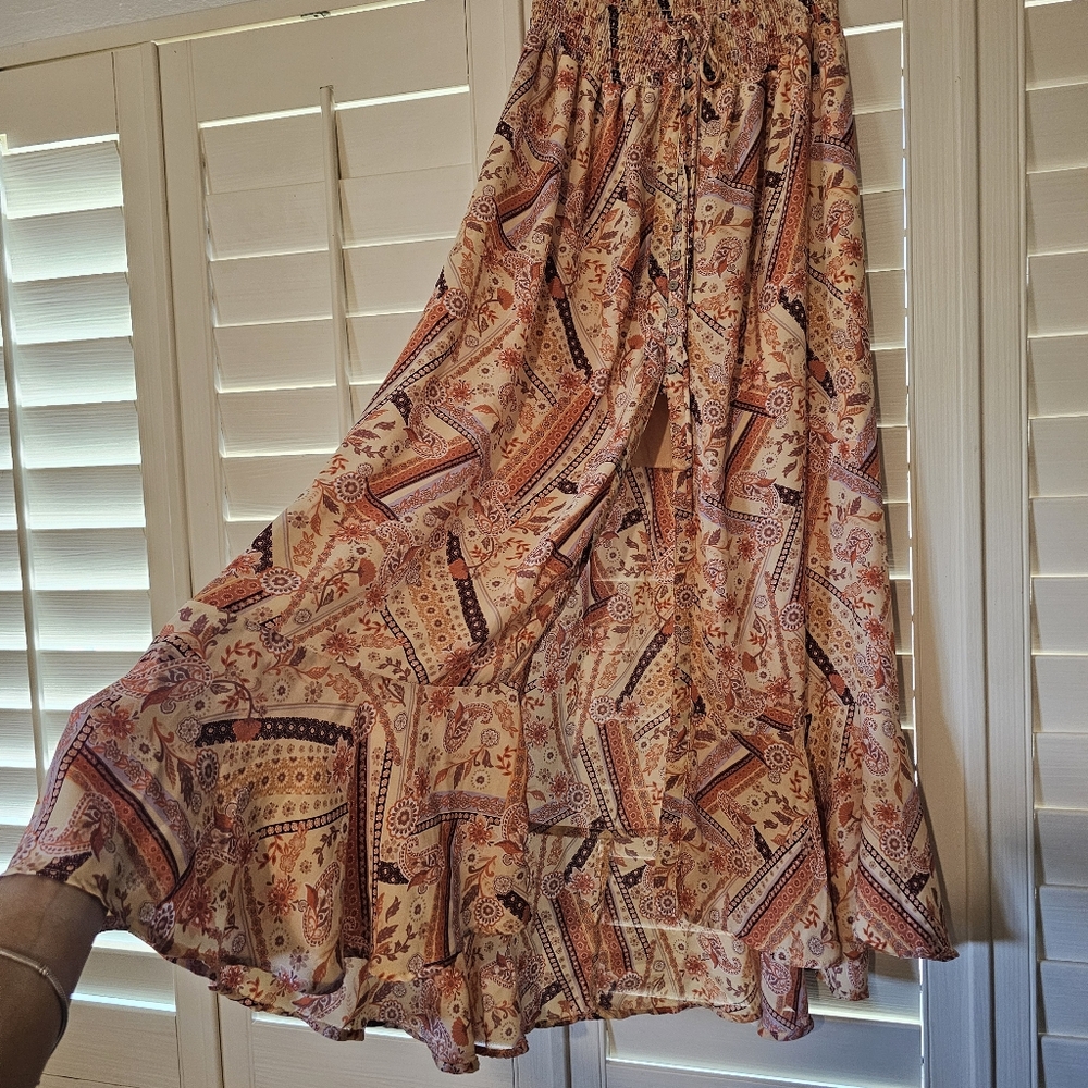 Boho Floral Chiffon Maxi Skirt